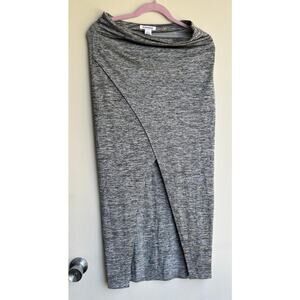 Glamorous Gray Marl Ruched Split Thigh Midi Skirt Y2K Size Medium